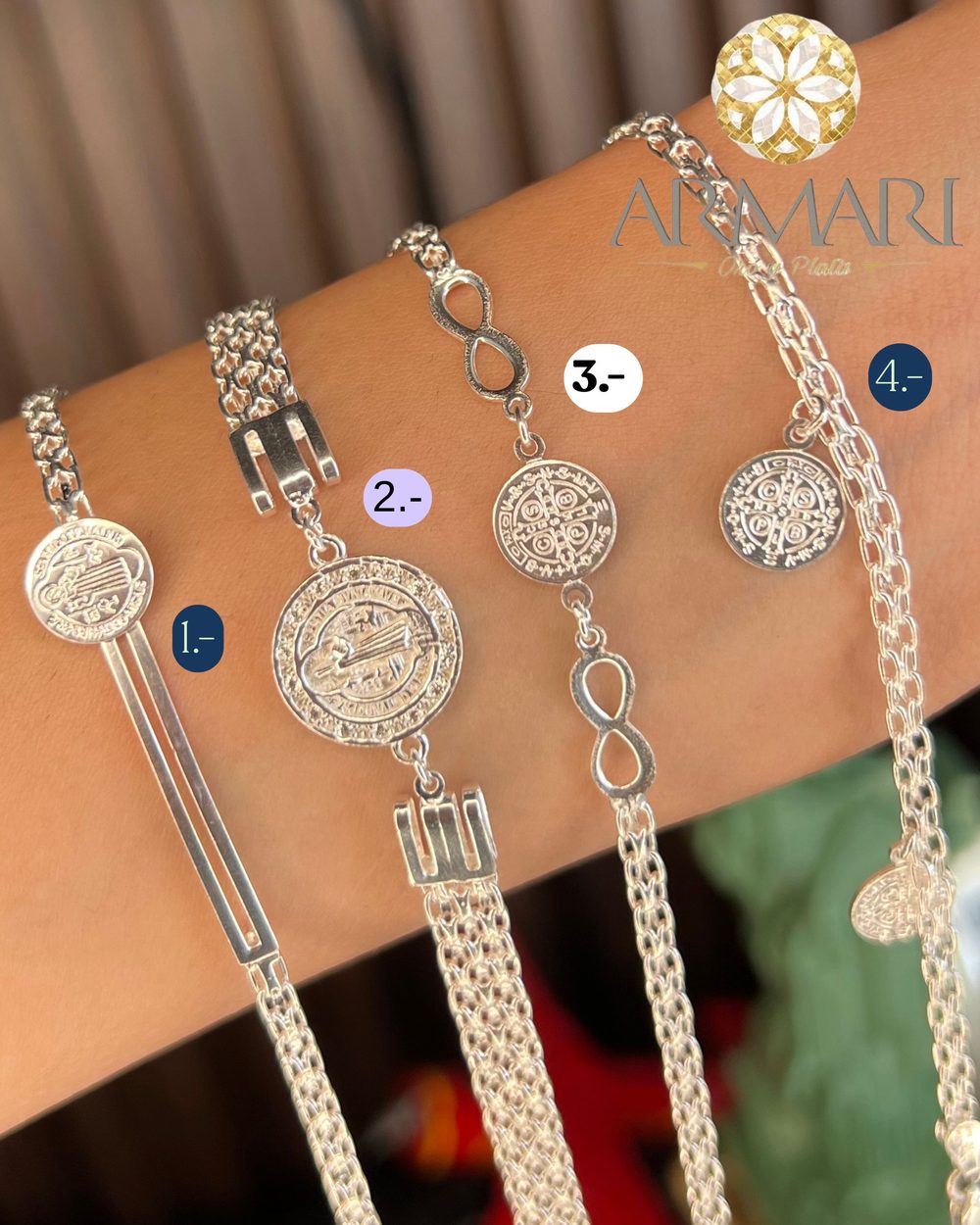 Pulsera Bismark · medalla e infinito