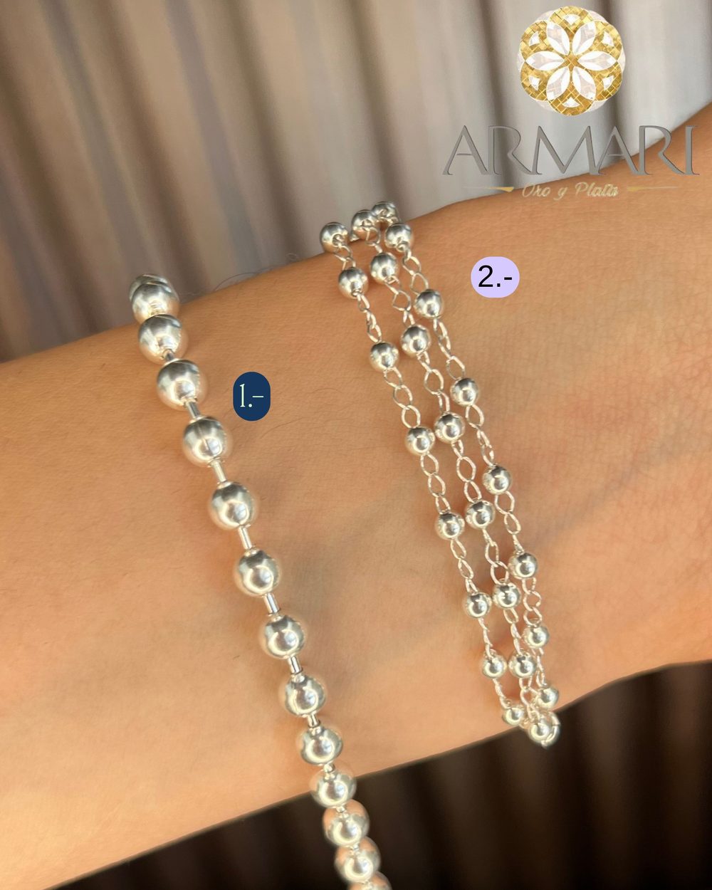 Pulsera bolita y triple cadena